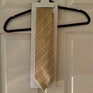 Luigi Borrelli Gold Geometric Tie with Purple Accents 100% silk